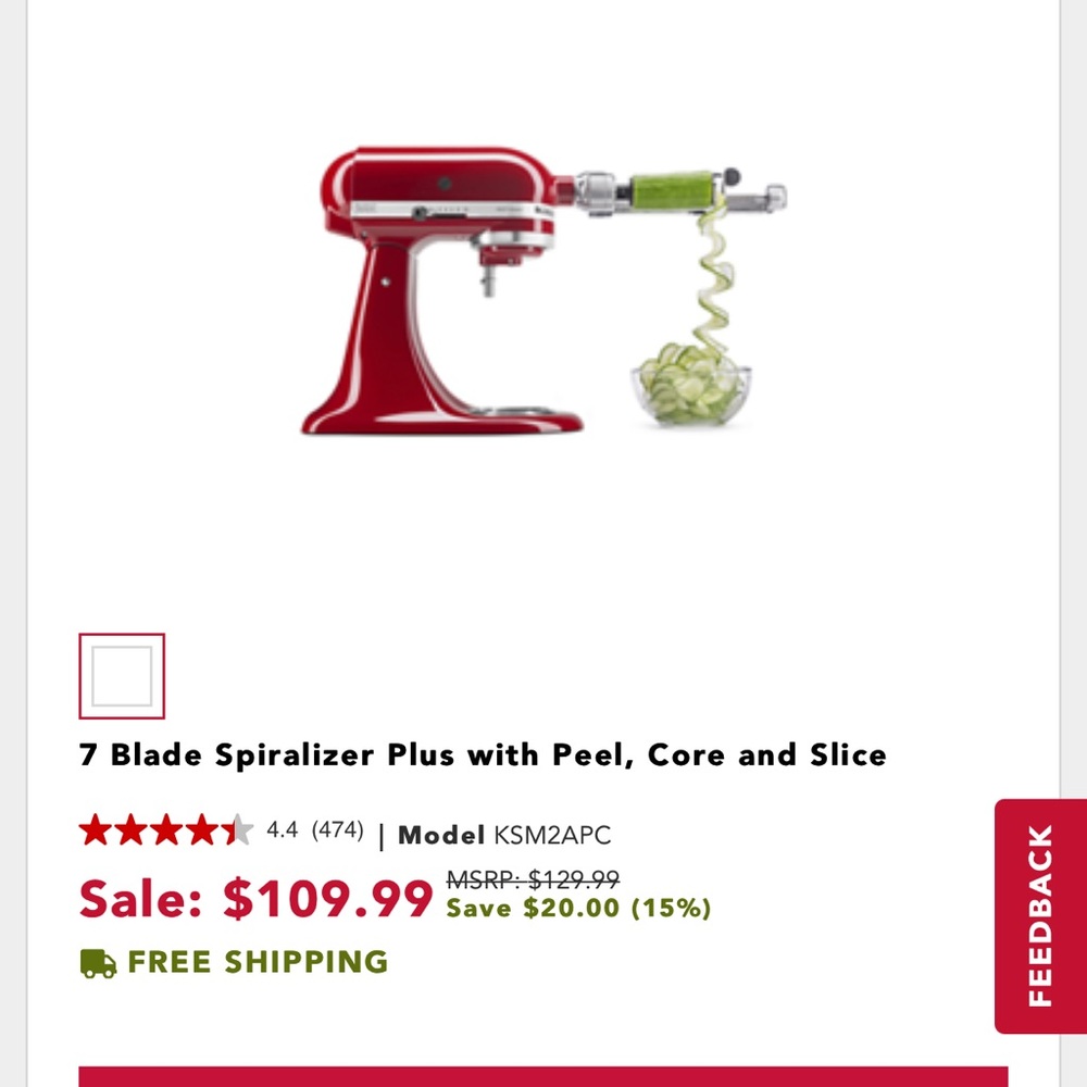 KitchenAid seven blade spiralLizer  with commercial style dicing kit.